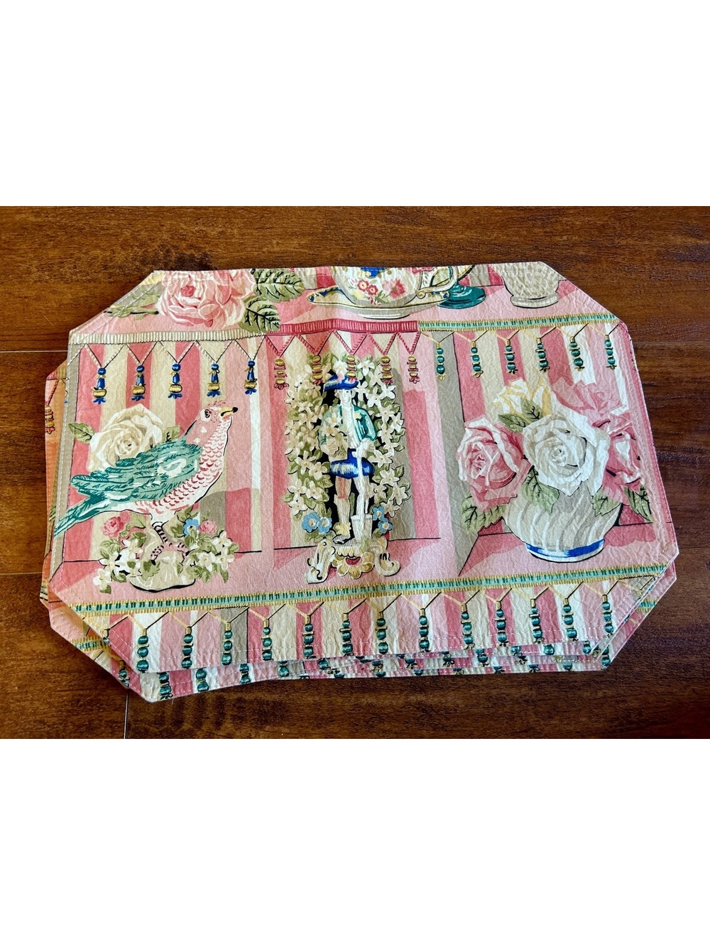 Vintage Floral and Bird Decorative Placemat Set of 6